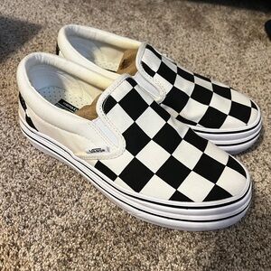 Vans ComfyCush Slip-Skool Checkerboard Black/White Sneakers 6.5 Mens 8 Womens
